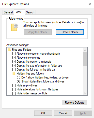 Folder Options